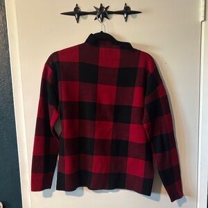 NWOT Rachel Zoe Red & Black Buffalo Plaid Knit Sweater